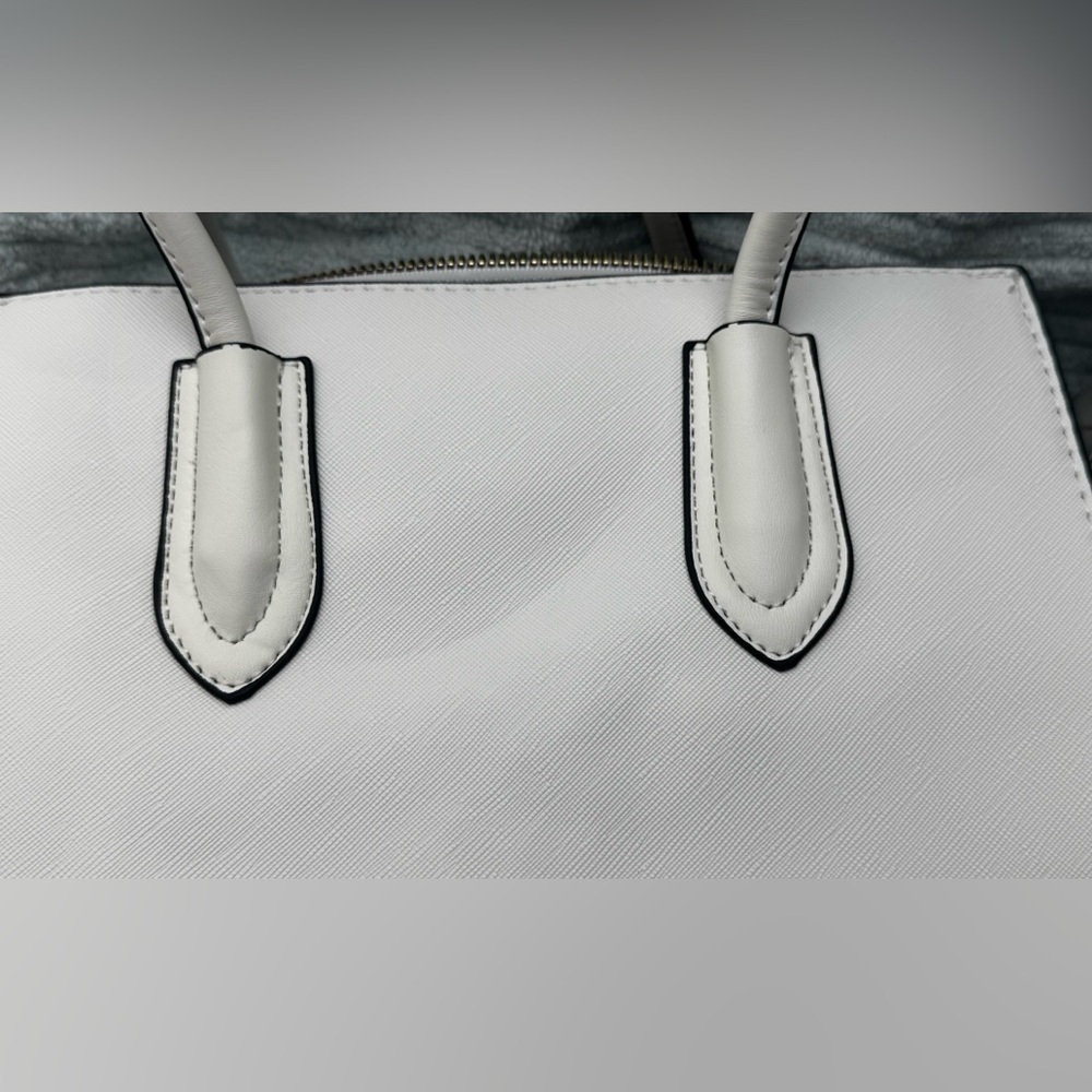 Women Crossbody Tote Bag PU Leather Tote Top Handle Satchel Shoulder Bag, White - Picture 7 of 14